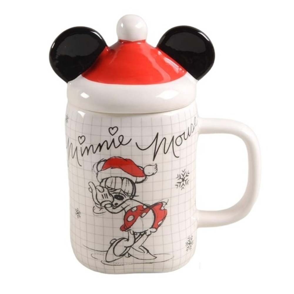 Minnie Mouse Christmas Sketchbook Mug With Topper by DISNEY NEW